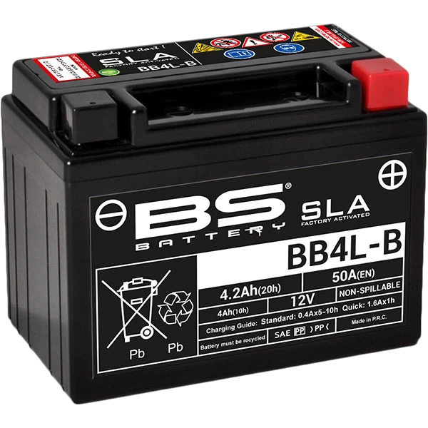 BS Batteries Motorcycle Battery - SLA Sealed Lead Acid BB4L-B / YB4L-B 3 BS Batteries Motorcycle Battery - SLA Sealed Lead Acid BB4L-B / YB4L-B