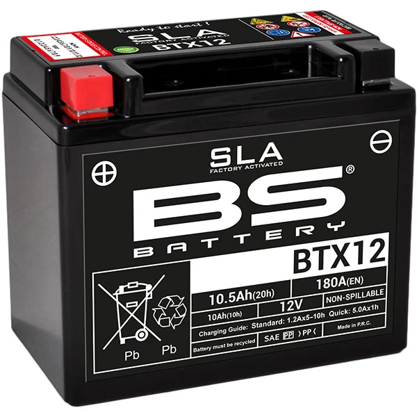 BS Batteries Motorcycle Battery - SLA Sealed Lead Acid BTX12 / YTX12-BS 3 BS Batteries Motorcycle Battery - SLA Sealed Lead Acid BTX12 / YTX12-BS