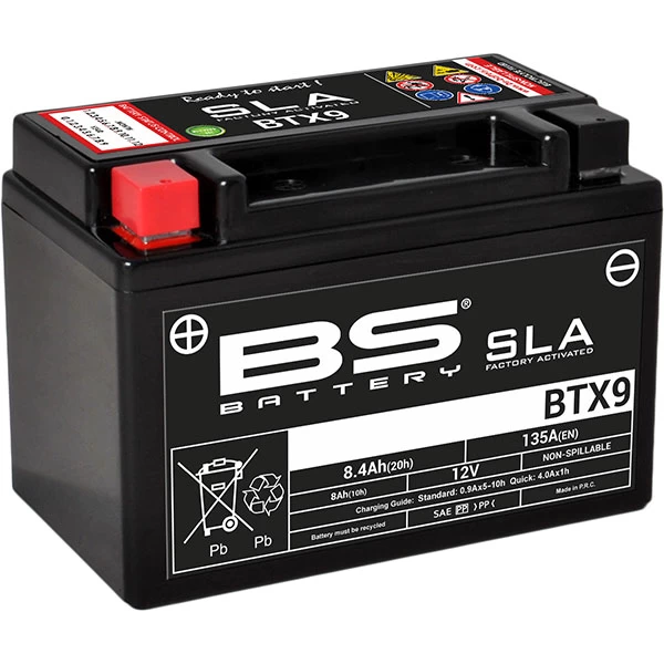 BS Batteries Motorcycle Battery - SLA Sealed Lead Acid BTX9 / YTX9-BS 3 BS Batteries Motorcycle Battery - SLA Sealed Lead Acid BTX9 / YTX9-BS